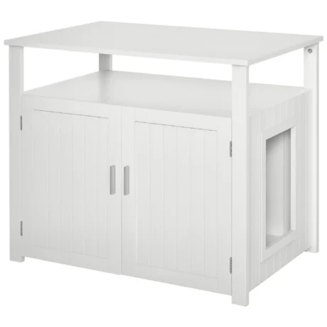 Cat Litter Cabinet with Adjustable Divider – White, 76cm