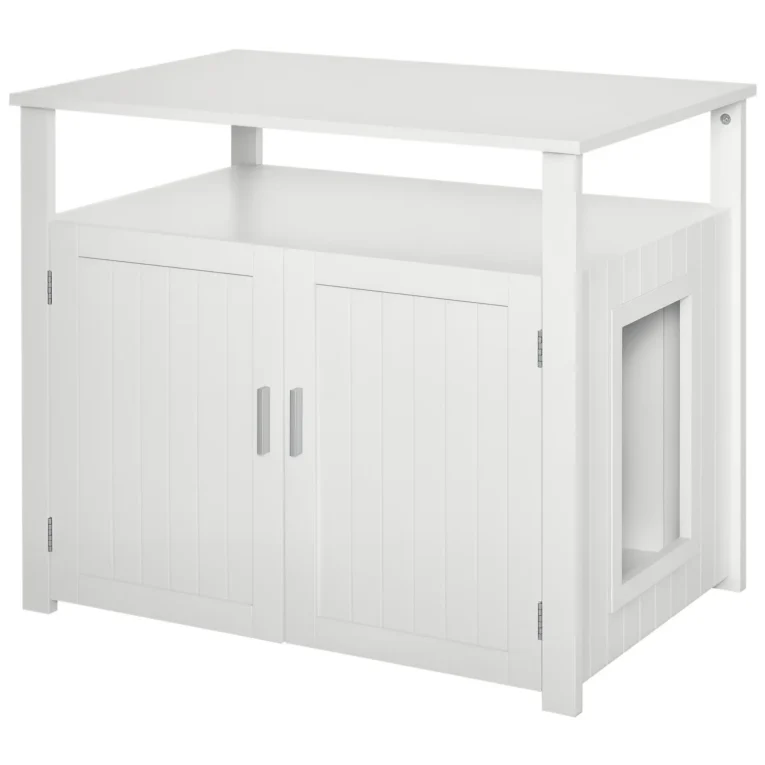 Cat Litter Cabinet with Adjustable Divider – White, 76cm