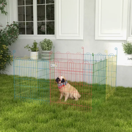 Eight-Panel Metal Pet Playpen – Multicolour, 60cm