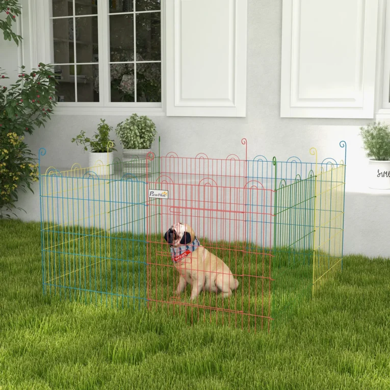 Eight-Panel Metal Pet Playpen – Multicolour, 60cm