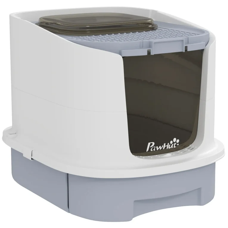 Enclosed Cat Litter Box with Drawer and Top Access – Grey, 52.5cm