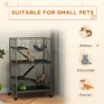 Multi-Level Small Animal Cage with Hammock and Wheels – Grey