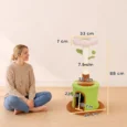 88cm Flower Cat Tree with Condo and Plush Bed – Green and Pink