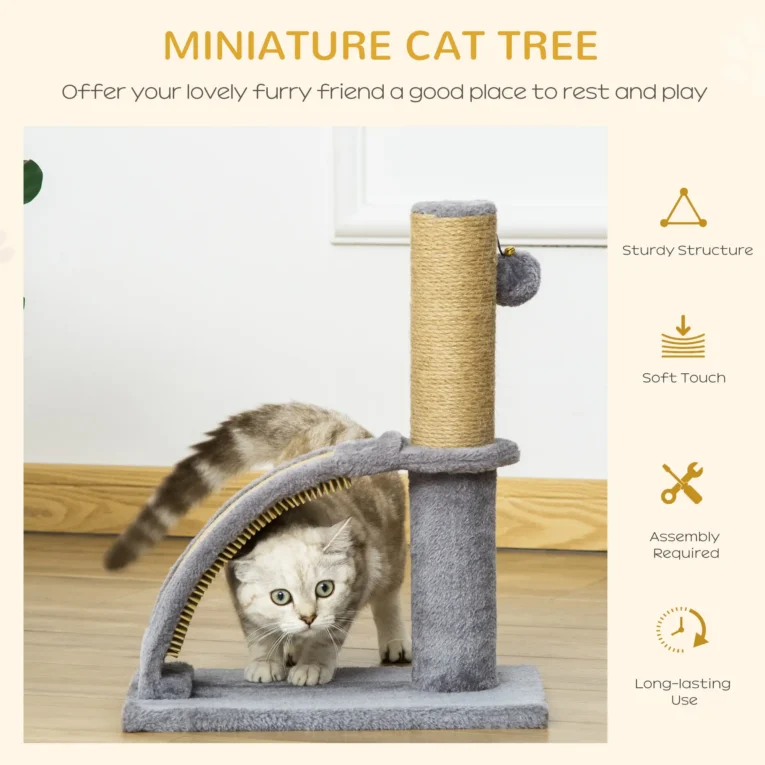 Cat Tree Indoor Activity Centre Scratching Tower 34x24x43cm – Grey