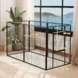 Six-Panel Steel Dog Playpen with Gate – Black, 100cm High