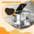 Two-Storey Wooden Cat House with Escape Door – White