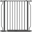 Extra Wide Dog Gate with Door for Stairways – Black