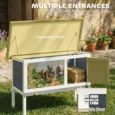 Wooden Rabbit Hutch Elevated Outdoor Bunny House – Grey, white