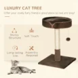 70cm Cat Tree with Cushioned Bed and Sisal Post – Brown