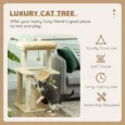 Cat Tower with Den, Hammock and Top Bed – Beige, 90cm