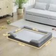 Large Memory-Foam Dog Sofa Bed – Grey, 112 × 80cm
