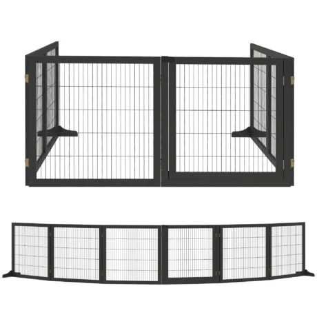 Six-Panel Freestanding Dog Gate – Black, 432cm