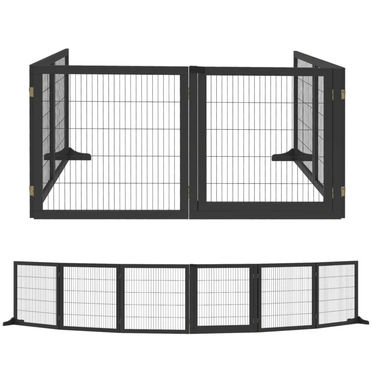 Six-Panel Freestanding Dog Gate – Black, 432cm