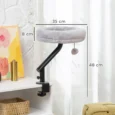 Rotating Clamp-On Cat Hammock for Desks – Grey, 35cm