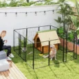 Twelve-Panel Steel Dog Playpen with Two Gates – Black, 100cm High