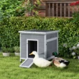 Wooden Duck House with Opening Roof and Ramp – Light Grey