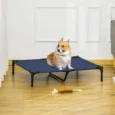 Raised Dog Bed Metal Frame Large Portable – Blue