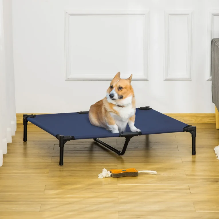 Raised Dog Bed Metal Frame Large Portable – Blue Raised Dog Bed Metal Frame Large Portable – Blue