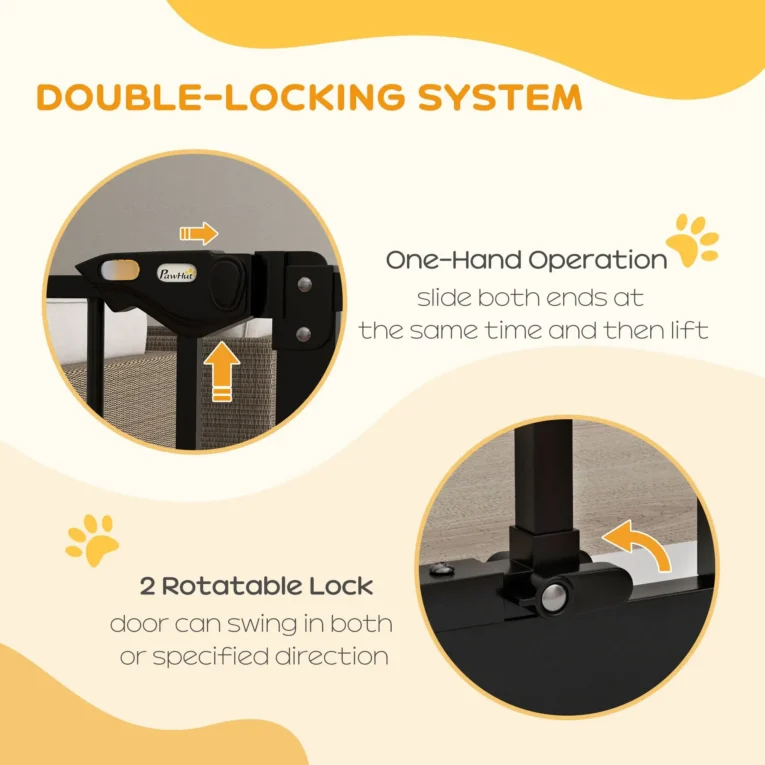 Dog Gate with 7cm Extension – Black, 74–87cm