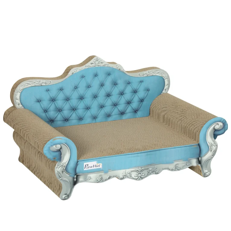 Cardboard Cat Scratcher Sofa with Catnip – Light Blue