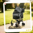 Folding Pet Stroller with Lift-Off Carrier – Grey, 10kg Capacity