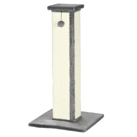 Tall Sisal Cat Scratching Column with Toy – Grey, 81cm