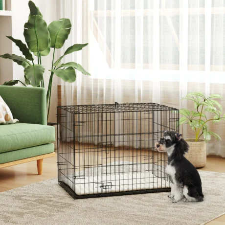 Dog Cage 75L x 49W x 53Hcm – Black and beige