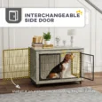 Dog Crate Furniture with Front and Side Doors – Grey, 80cm