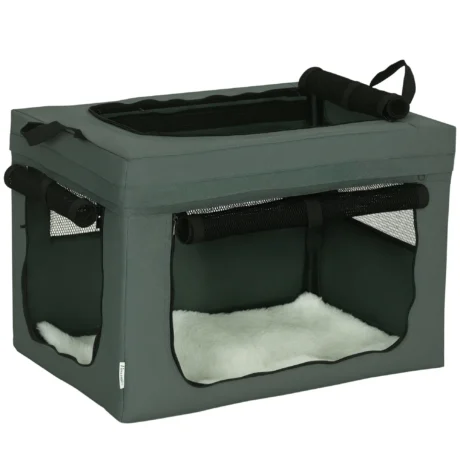 Folding Fabric Pet Carrier &ndash; Grey, 60 &times; 42 &times; 42cm