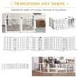 Six-Panel Folding Wooden Pet Gate – White, 70cm