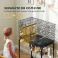 Divided Bird Cage with Storage Stand – Black, 116cm High