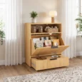 Pet Feeder Station Tilt-Out Cabinet Storage – Oak