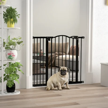 Adjustable Dog Gate – Black, 78cm High, 74–80 or 87–94cm