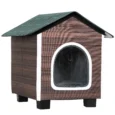 Insulated Raised Cat Shelter with Cushion – Red-Brown