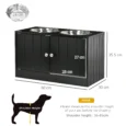 Raised Dog Feeding Cabinet – Black, Two 2L Bowls