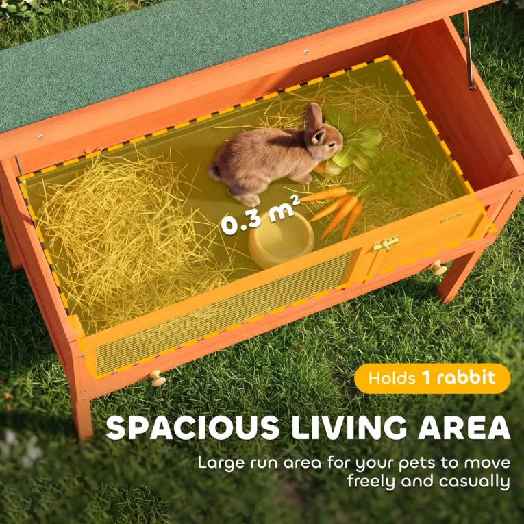 Wooden Rabbit Hutch Elevated Bunny House Outdoor – Orange, Green