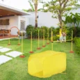 Dog Agility Course with Tunnel, Jump Ring and Weave Poles – Yellow