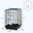 Open-Top Bird Cage with Feeding Bowls – Black
