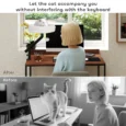 Clamp-On Rotating Cat Desk Bed with Washable Cushion – Cream White