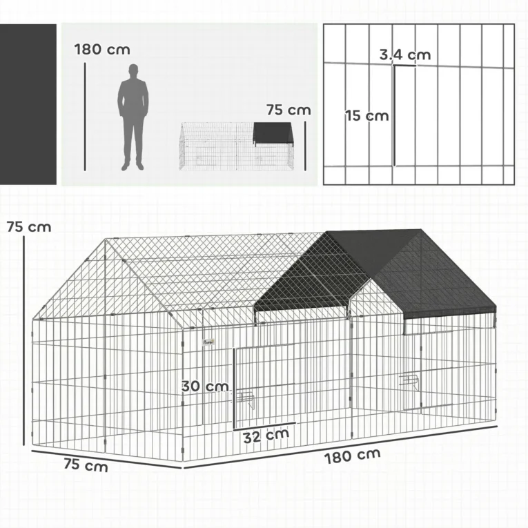 Rabbit Run Protective Cover 180x75x75cm – Black, Silver