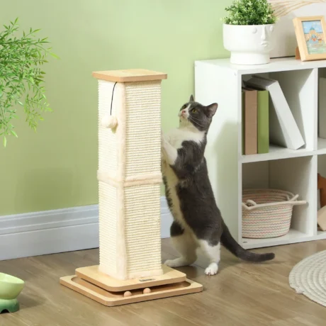 Sisal Cat Scratching Post with Ball Tracks – Oak Tone, 67cm
