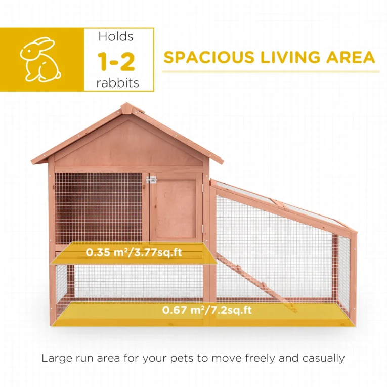 Two-Tier Wooden Rabbit Hutch with Side Run and Tray – 144cm