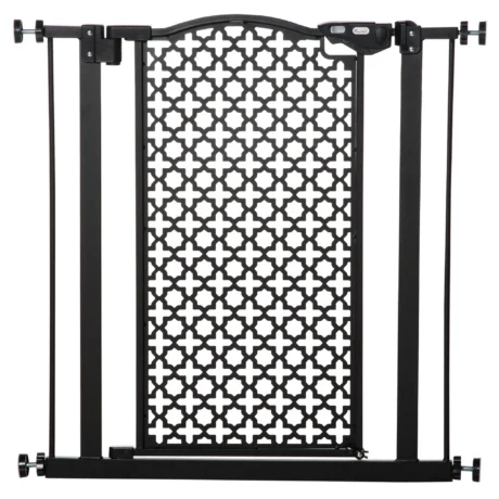 Auto-Close Steel Pet Gate with Double Lock &ndash; Black, 74&ndash;80cm