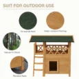 Outdoor Cat House Natural Wood 77x50x73cm – Natural wood finish, Green
