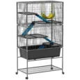 Tall Small-Animal Cage with Platforms and Hammock – Dark Grey