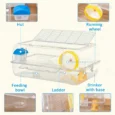 2-Storey Hamster Cage with Wheel and Feeding Bowl