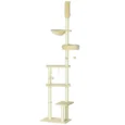 Floor-to-Ceiling Cat Climbing Tower with Hammock – Beige, 230–250cm