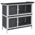 Two-Level Rabbit Hutch with Raised Sleeping Area – Grey, 97 × 44 × 91cm