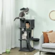 Cat Activity Tower with Two Hideaways – Dark Grey, 160cm