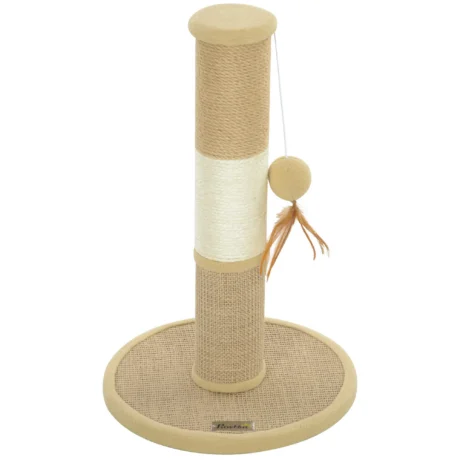 Multi-Texture Cat Scratching Post with Hanging Toys – Brown, 47cm